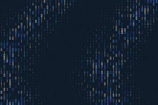 Abstract Binary Code Background with Digital Data Streams for Cybersecurity and Software Development Concepts