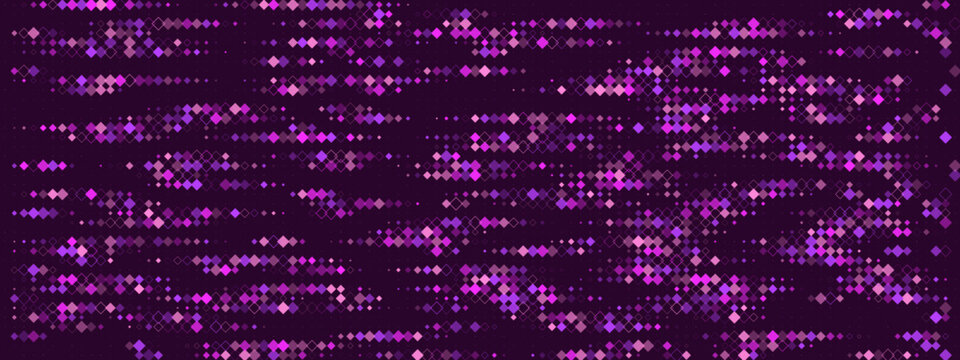 Abstract Digital Data Noise Background with Purple and Pink Geometric Diamond Pattern for Tech Presentations