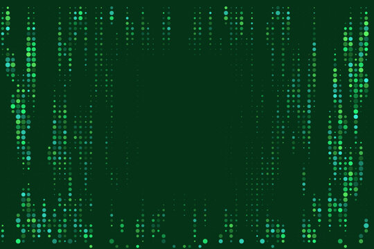 Abstract Digital Data Stream Background with Green Matrix Dots and Vertical Binary Code Patterns for Technology Concepts