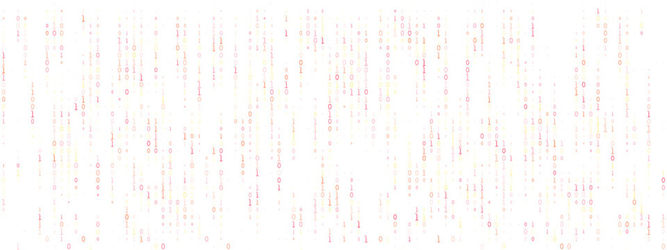 Abstract Binary Code Background with Falling Red and Orange Digital Numbers for Technology and Data Security Concepts