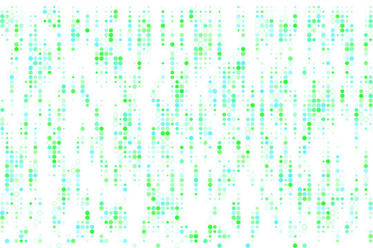 Abstract Digital Dot Pattern Background with Green and Blue Circles for Modern Technology and Data Visualization Design