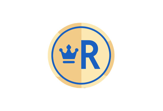 Royal Crown and Letter R Logo Icon, Vector Symbol for Royalty or Registration Mark, Isolated Transparent Background