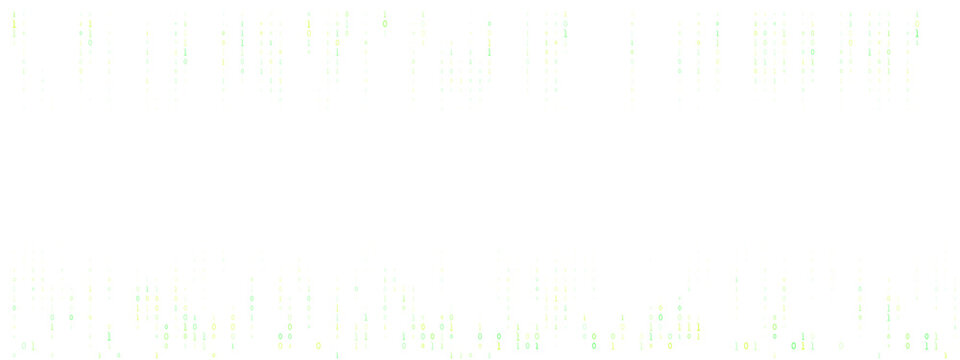 Digital Matrix Rain Background with Green Binary Code Falling on White Screen for Cyber Security and Data Technology Concepts