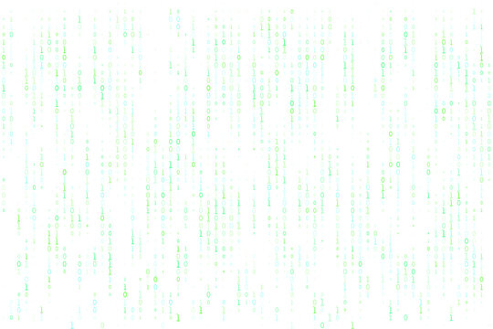 Digital Binary Code Rain Background with Green Falling Numbers for Technology Data Security and Cyber Concepts