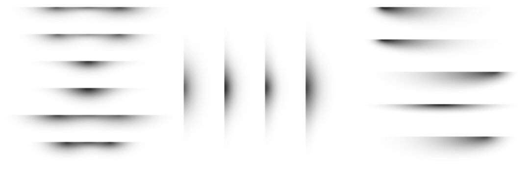 Set of realistic soft drop shadows for web design and UI elements, isolated black gradient shadow overlays for graphic design
