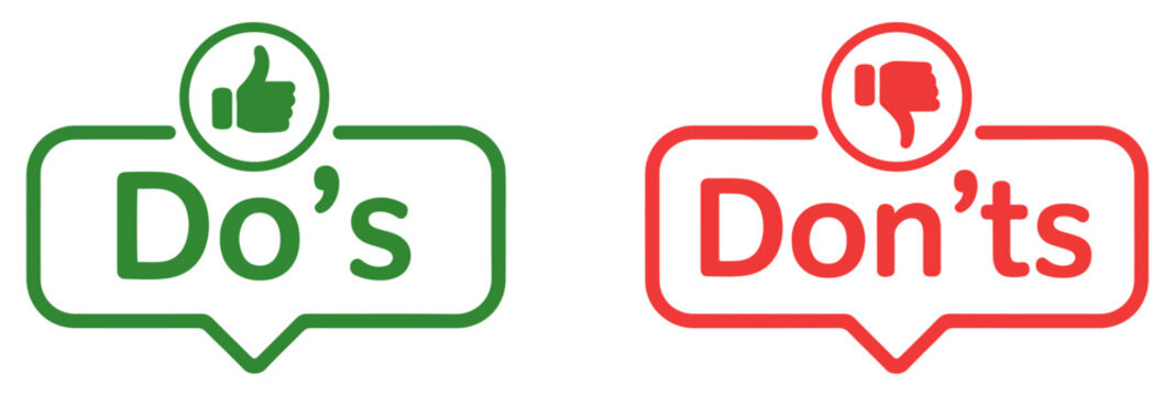 dos and don'ts guideline icon set