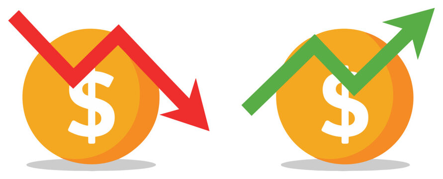 price profit increase decrease icon set