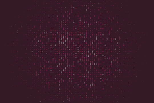 Abstract Binary Code Background with Pink and White Digital Data Stream for Cybersecurity and Tech Concepts
