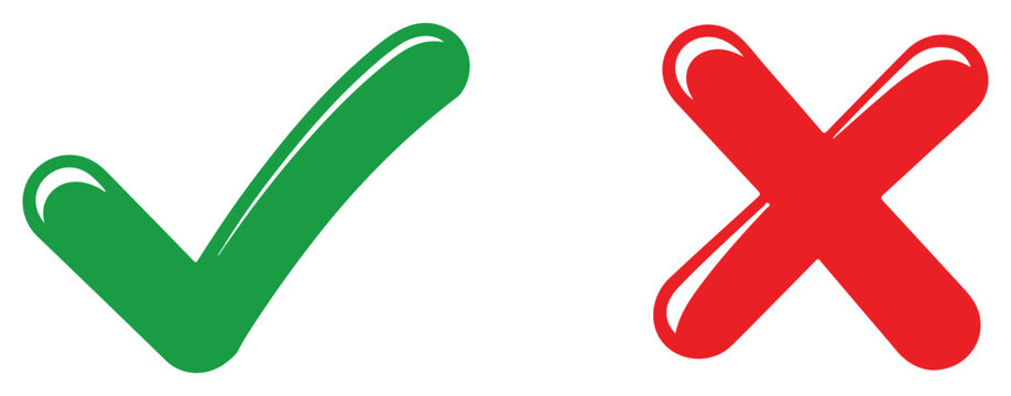 brush painted tick and cross symbol