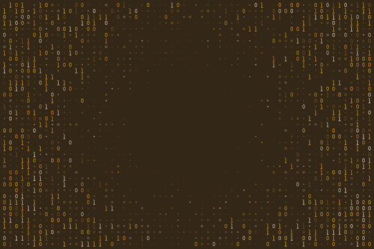 Abstract Binary Code Background with Golden Digital Numbers for Data Security and Technology Concepts