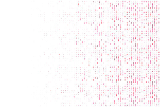 Abstract Binary Code Background with Red Digital Data Stream for Cybersecurity and Technology Concepts
