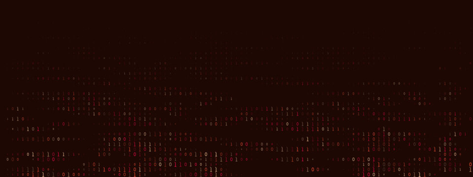 Abstract Binary Code Background with Glowing Red and White Digital Data Stream for Cyber Security and Technology Concepts