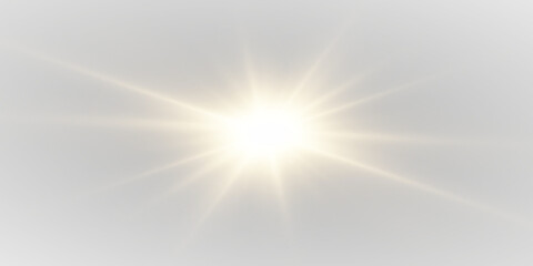 Fototapeta premium Sparkling star explosion with bright center and magical glowing transparent edges. Decorative light element isolated as realistic PNG file.