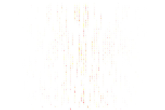 Abstract Binary Code Digital Rain Background with Orange and Red Data Streams for Technology and Cyber Security Concepts