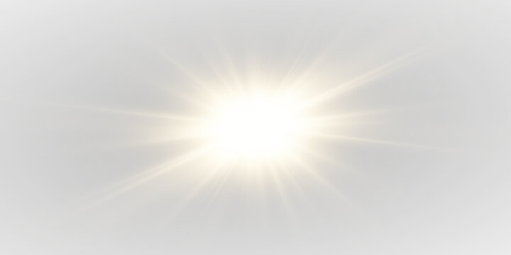 Brilliant lens flare with realistic glowing circles and soft golden light rays. Transparent optical effect designed as high quality PNG illustration.