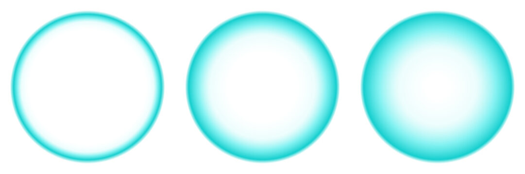 Glowing Cyan Circular Orbs Set Abstract Light Spheres for Digital Backgrounds and Futuristic UI Design Elements