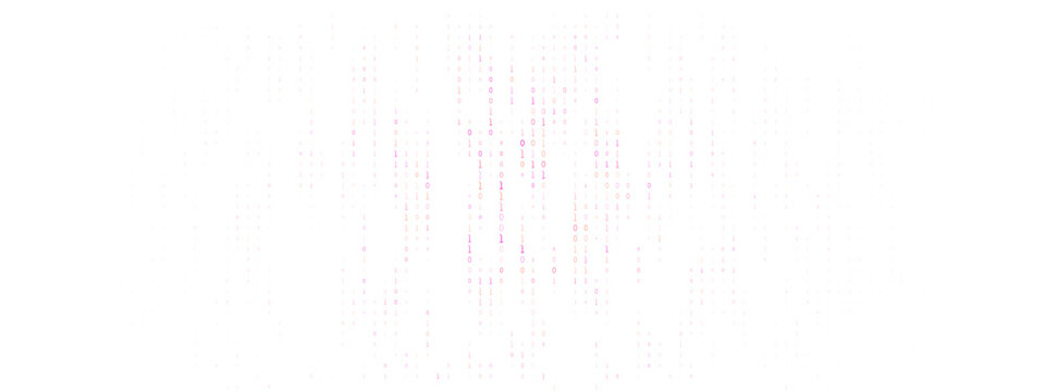 Pink Binary Code Digital Background with Falling Numbers for Technology and Data Security Concepts