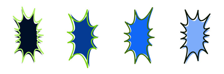 Comic Book Speech Bubble Burst Set in Blue Shades for Graphic Design Elements and Action Sound Effects © SimpleDesignStudio