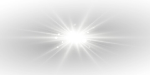 Shining white glow with star shape and soft transparent light reflections. Elegant sparkling graphic element prepared in clean PNG format.
