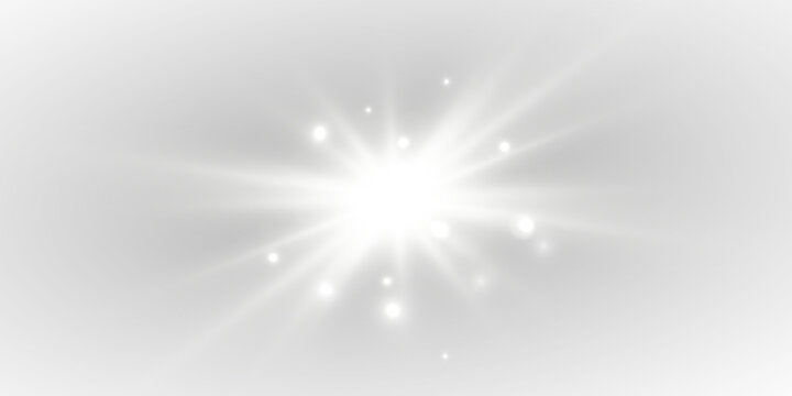 Soft sunlight leak with warm white colors and realistic camera lens reflection. Decorative transparent glow overlay provided as quality PNG image.