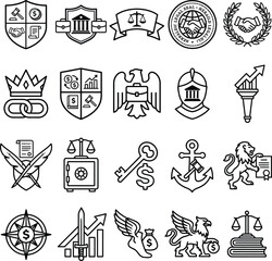 Fototapeta premium Business Finance Law Icons
