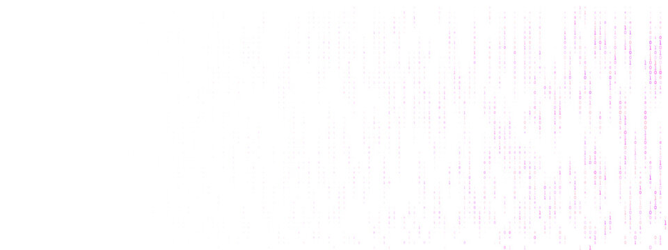 Abstract Digital Data Background with Pink Vertical Particle Streams and Technology Network Concept