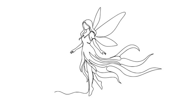 A delicate fairy with wings dancing.