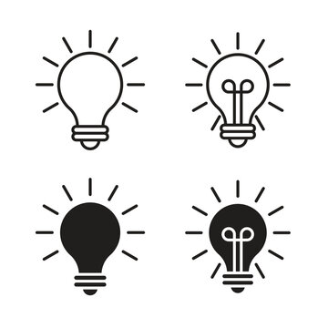 Solution lamp icon in line and glyph style. Flat and stroke icons