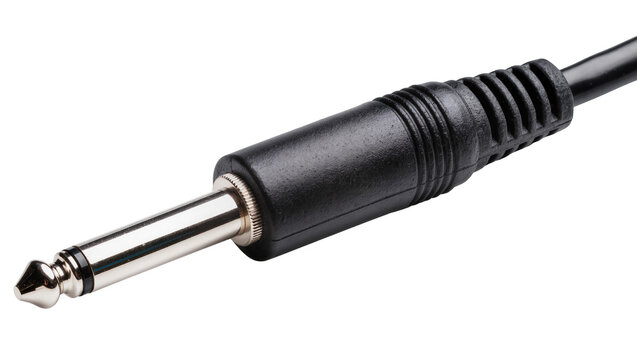 Isolated 1/4 inch black mono audio jack plug for musical instruments and sound equipment