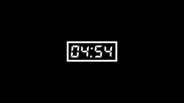 Countdown digital clock analog clock animated on black Background.Timer counting down minutes timer visuals for events.