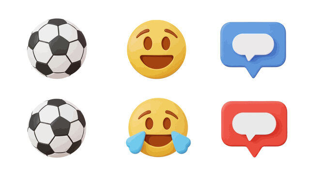 Soccer Balls and Emoji Faces.