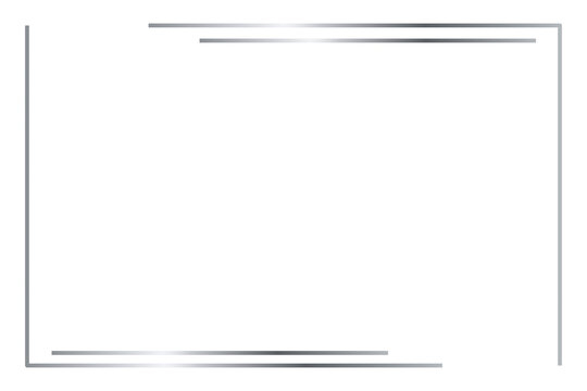 Silver Metallic Gradient Double Line Rectangle Frame Border Isolated on Transparent Background