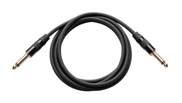 Isolated professional black instrument audio cable with two 1/4 inch jack connectors.