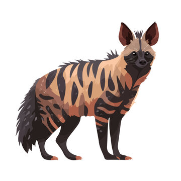 Minimalist 2D vector icon representation of a Aardwolf, displayed on a pure white background