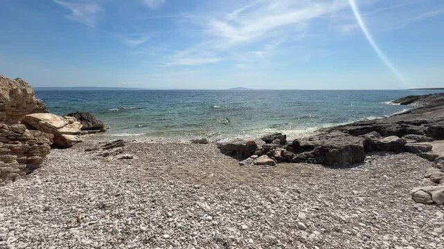 Hidden pebble beach near Sisan with turquoise adriatic water and no tourists