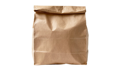 Naklejka premium Isolated brown paper bag with top edge folded and creased, natural eco-friendly packaging