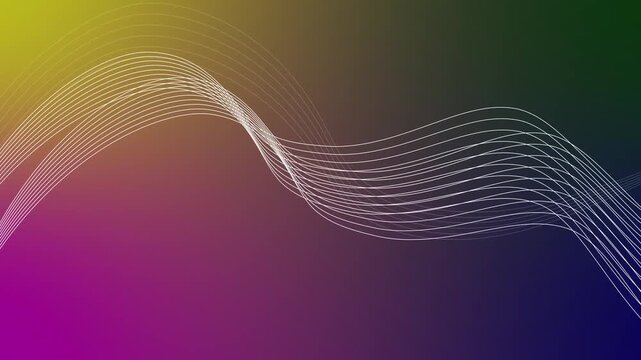 Abstract flowing wave lines background animation, Flowing white curved lines creating a minimalist wave pattern