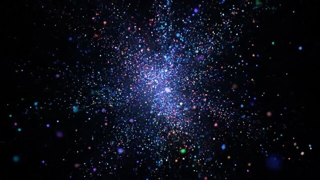 Glowing stardust stream exploding into colorful particles