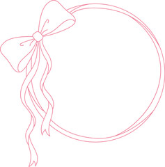 Fototapeta premium Bow Circle Frame Hand Drawn