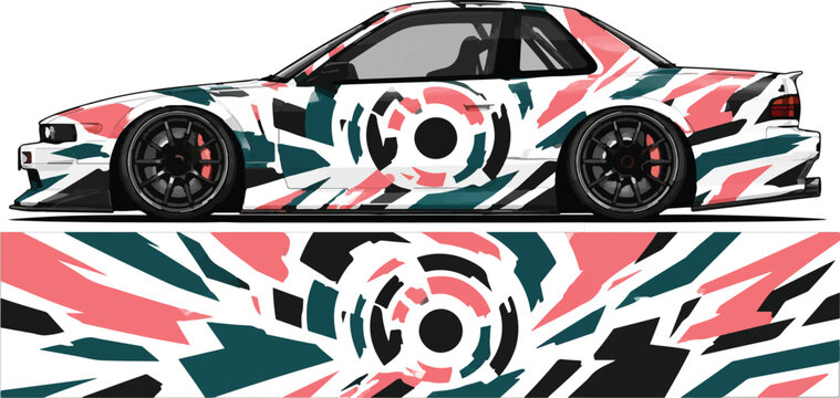 Car with colorful abstract design pattern 1.