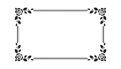 Decorative rose frame border for wedding invitation or greeting card design with copy space. © Mukti