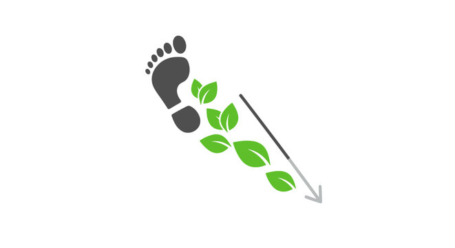 Footprint with leaves and arrow symbol.