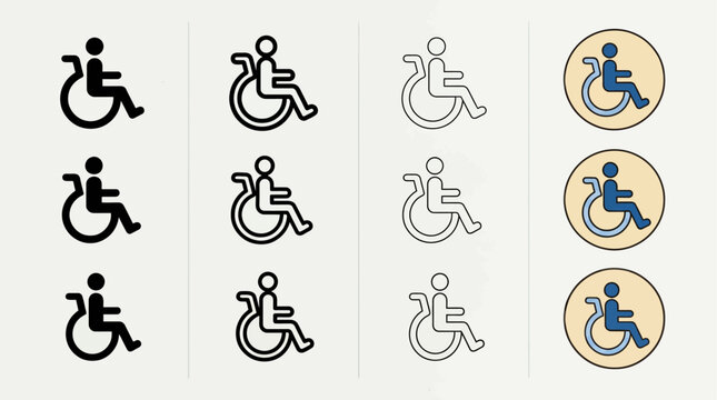 a set of wheelchair accessibility icons appearing in various vector formats.