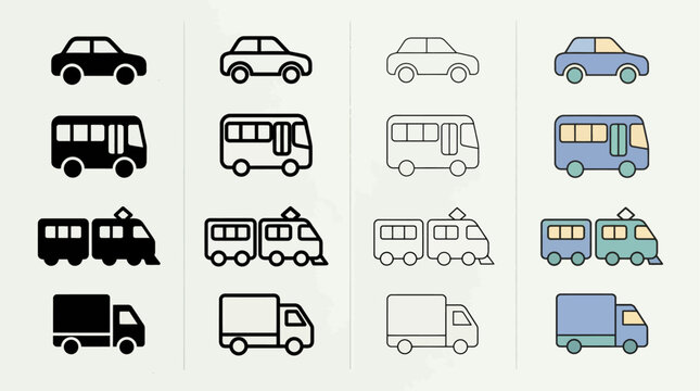  a collection of vehicle icons found in vector art databases.