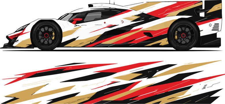 Racing Car Side View with Decals.