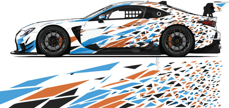 Racing Car with Colorful Abstract Design 1.