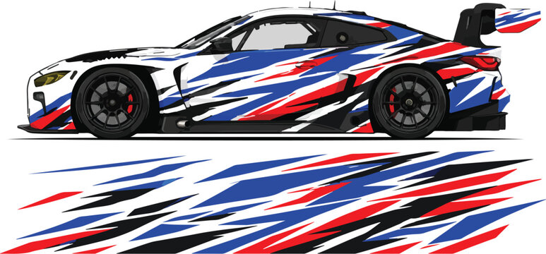 Racing Car with Colorful Stripes Design.