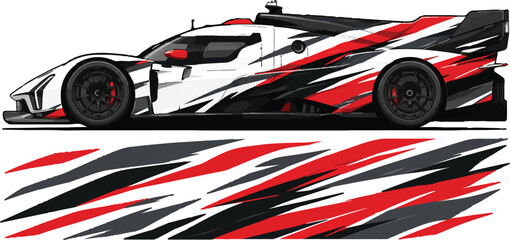 Naklejka premium Racing Car with Red Black Strips.