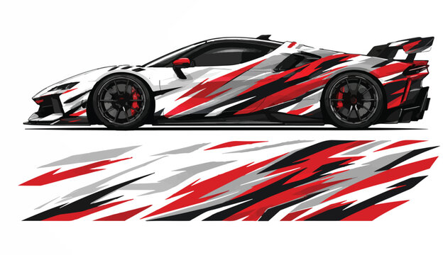 Red and black sports car design.
