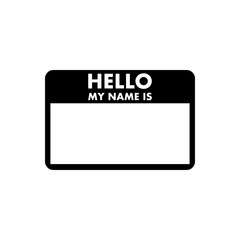 Classic Black and White Hello My Name Is Identity Badge Label Vector Template © Hadhin